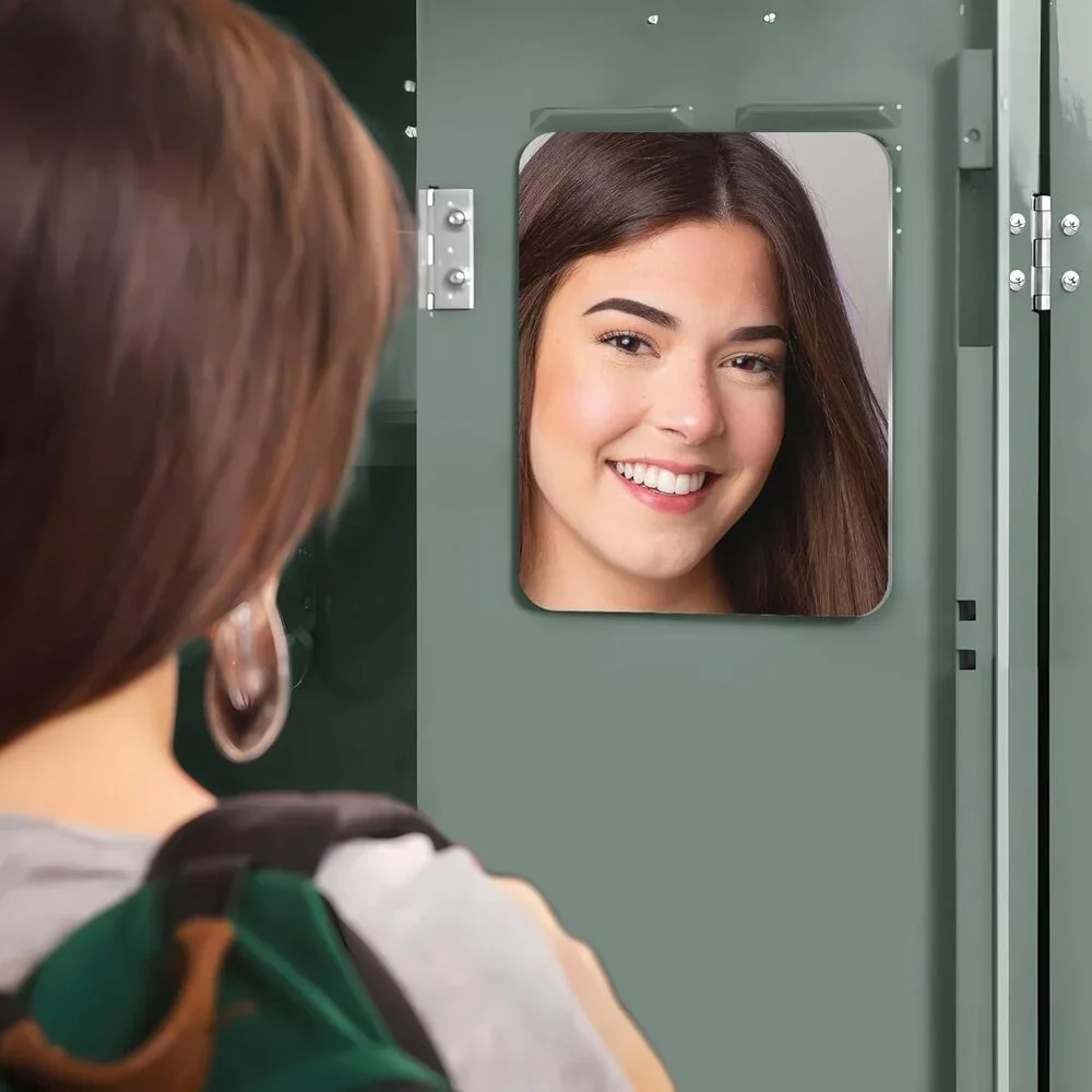 Magnetic Locker Mirror | 7x9in Acrylic - Unbreakable | Sleek Frameless | Glassle